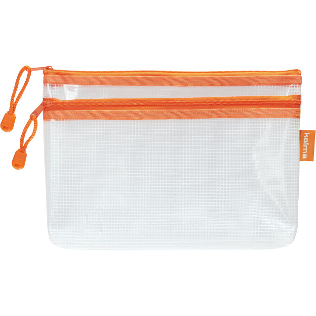 Zipper Mesh Bag Double 25 x 16 cm orange