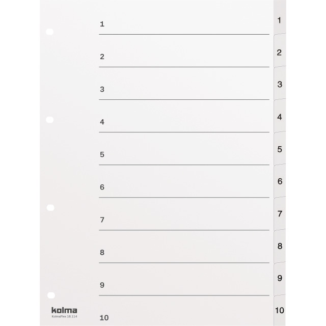 Répertoire A4 strong 1-10 10-compartiments blanc