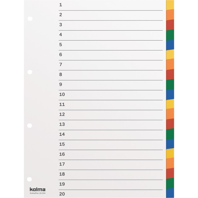 Index A4 strong blank 20 parts multicoloured