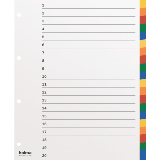Index A4 XL strong blank 20 parts multicoloured
