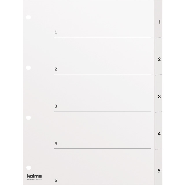 Répertoire A4 strong 1-5 5-compartiments blanc