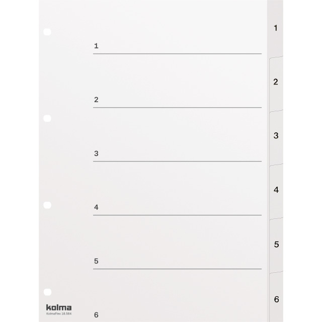 Index A4 strong 1-6 6 parts white