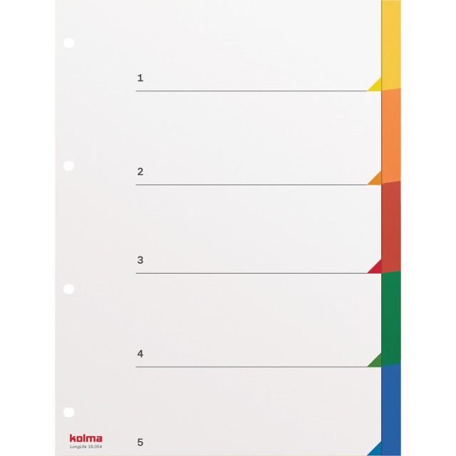 Répertoire A4 superstrong en blanc 5-compartiments multicolore