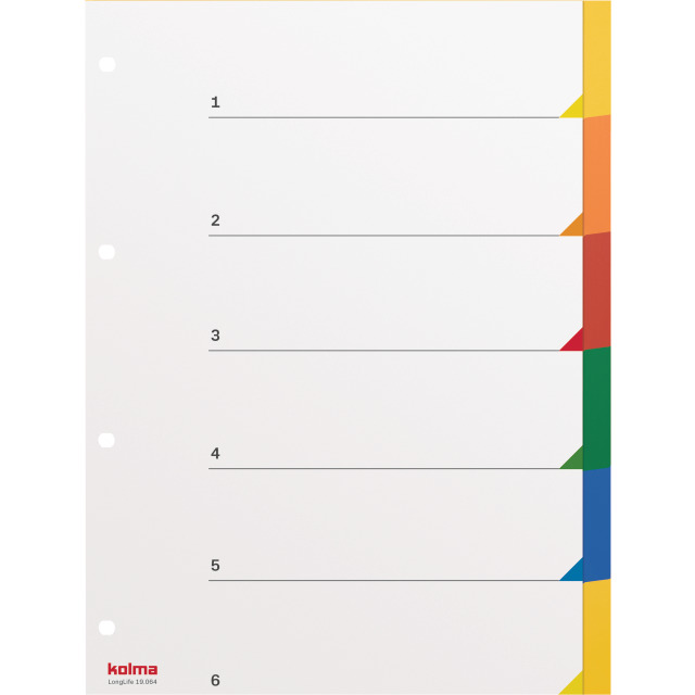 Répertoire A4 superstrong en blanc 6-compartiments multicolore