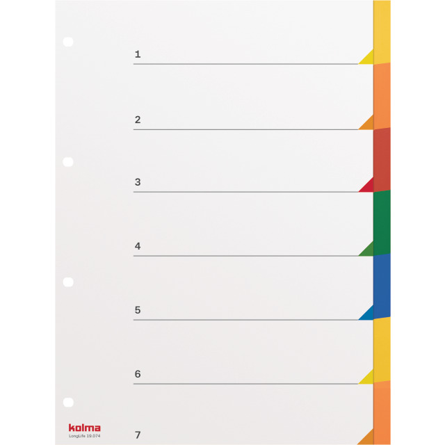 Répertoire A4 superstrong en blanc 7-compartiments multicolore
