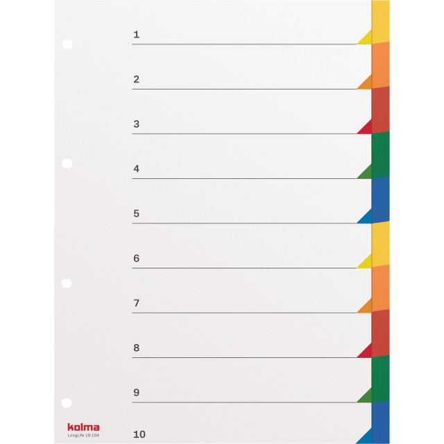 Répertoire A4 superstrong en blanc 10-compartiments multicolore