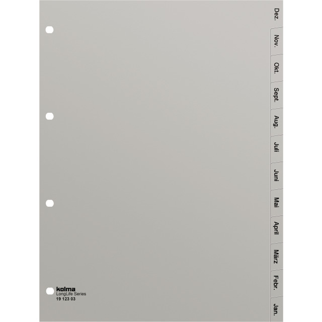 Répertoire A4 superstrong Dez-Jan (de) 12-compartiments gris