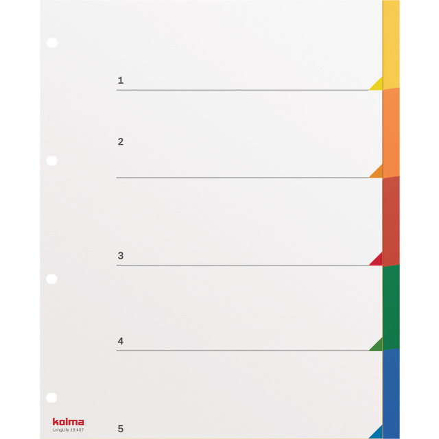 Répertoire A4 XL superstrong en blanc 5-compartiments multicolore