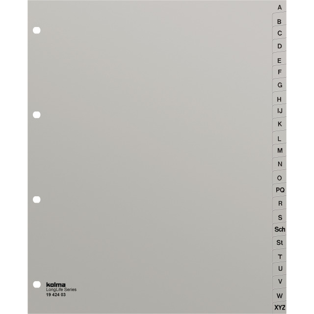 Index A4 XL superstrong A-Z 24 parts grey