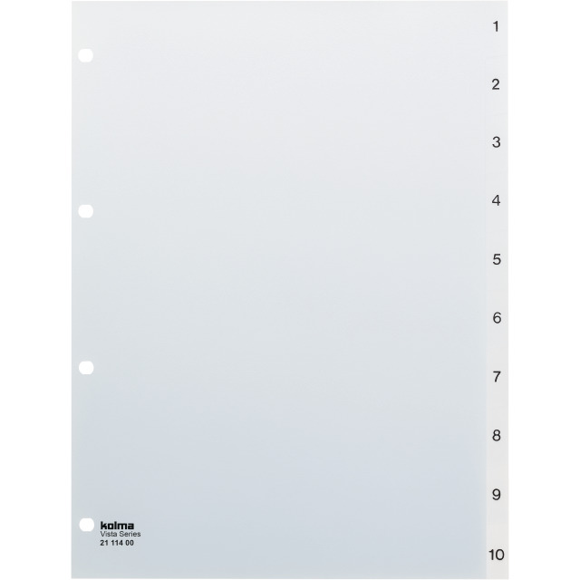 Répertoire A4 Vista 1-10 10-compartiments transparent incolore