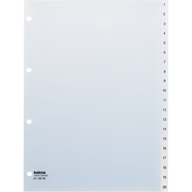 Répertoire A4 Vista 1-20 20-compartiments transparent incolore
