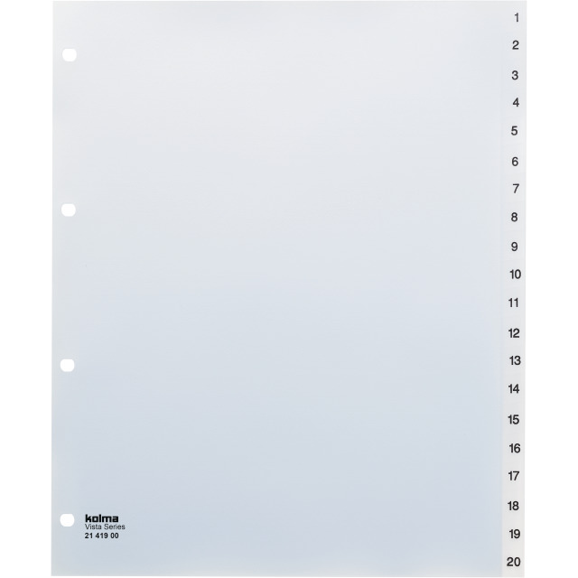 Index A4 XL Vista 1-20 20 parts transparent colourless