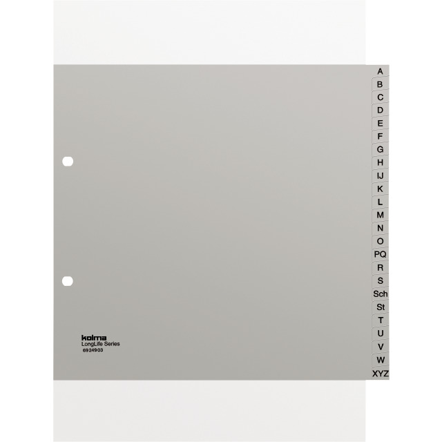 Index A4 partly covered superstrong A-Z 24 parts grey