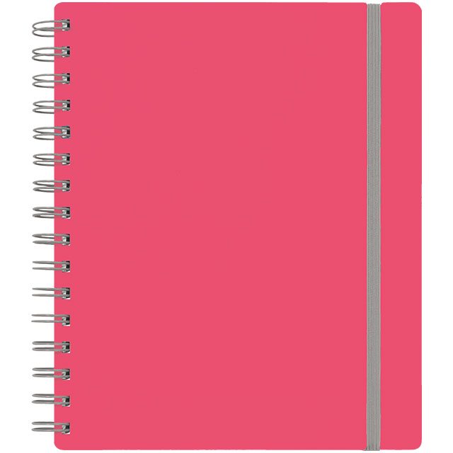 Notizbuch Doppia A5 kariert pink/grau