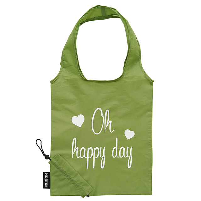 Einkaufstasche RPET «Oh happy day» olivgrün