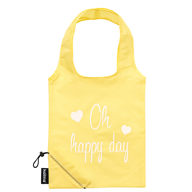 Einkaufstasche RPET «Oh happy day» beige