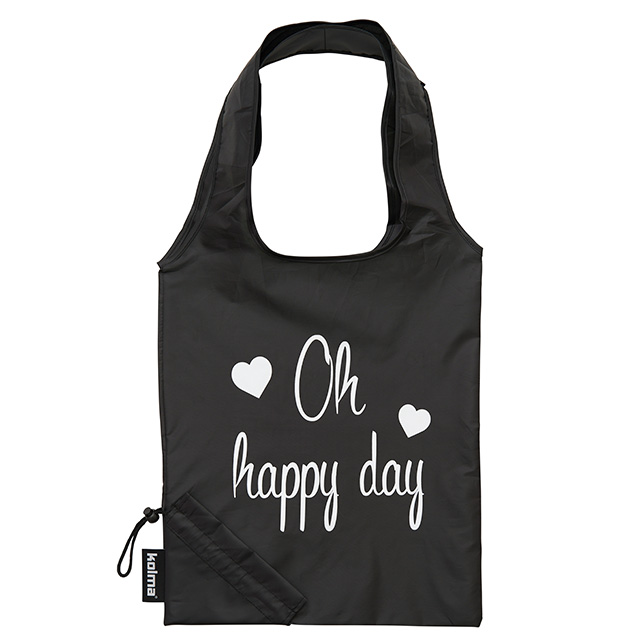 Einkaufstasche RPET «Oh happy day» schwarz