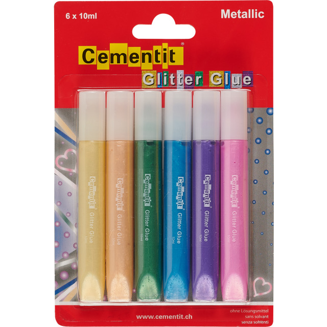 Cementit Glitter Glue Metallic Blister à 6 x 10ml