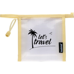 Reissverschlusstasche Mesh Bag crème ''let's travel''