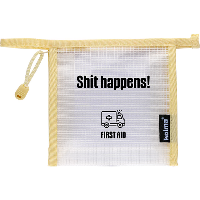 Reissverschlusstasche Mesh Bag crème ”first aid”