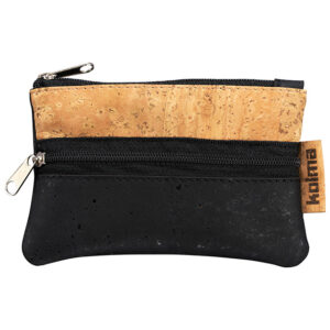 Reissverschlusstasche mini Naturkork schwarz/braun