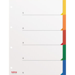 Register A4 superstrong blanko 5-teilig farbig
