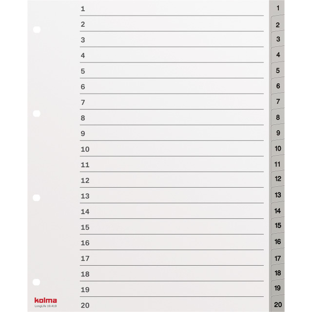 Répertoire A4 XL superstrong 1-20 gris