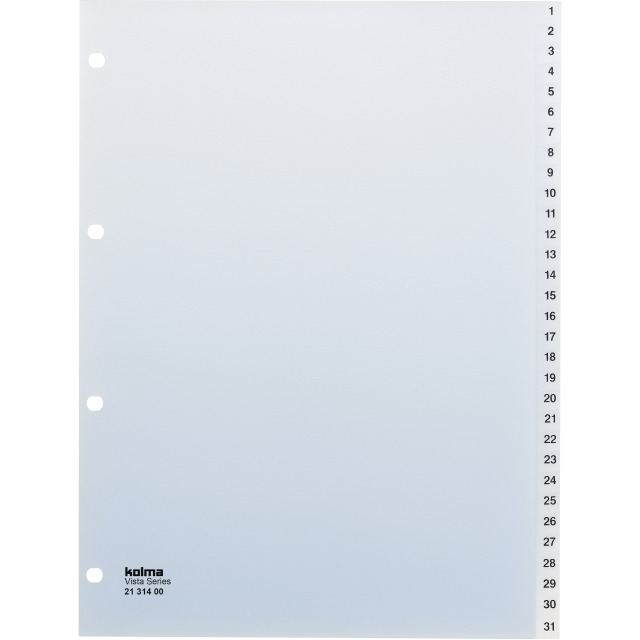 Index A4 Vista 1-31 transparent
