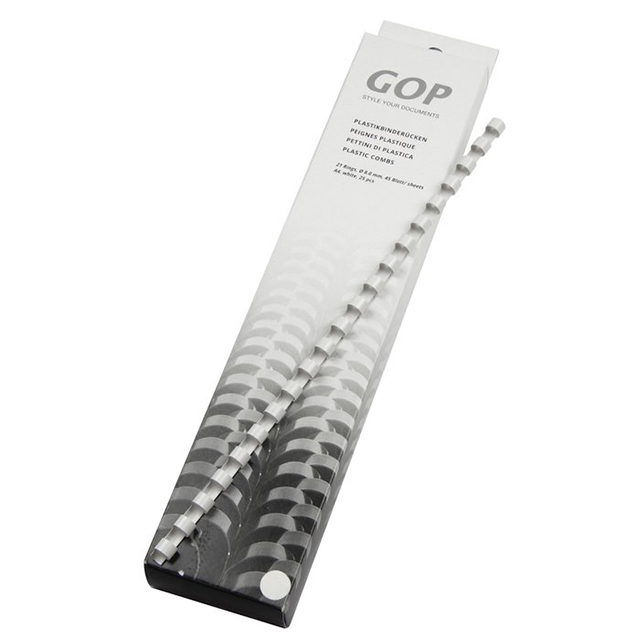GOP Reliures en plastique A4 8 mm 21 trous rond 1 box à 25 pcs