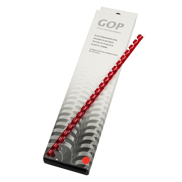 GOP Reliures en plastique A4 10 mm 21 trous rond 1 box à 25 pcs