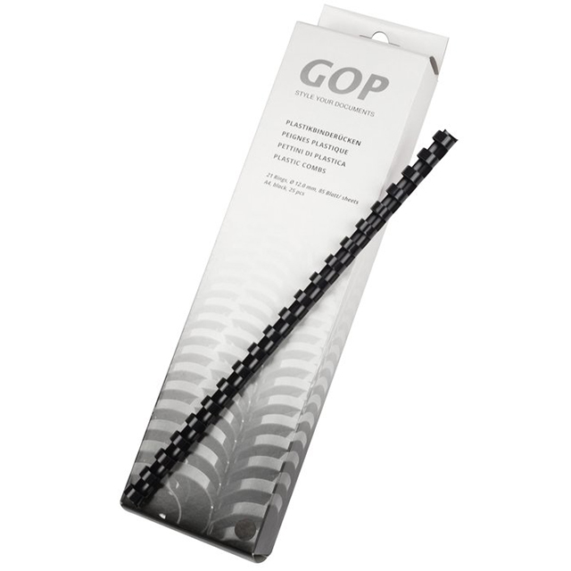 GOP Reliures en plastique A4 12 mm 21 trous rond 1 box à 25 pcs