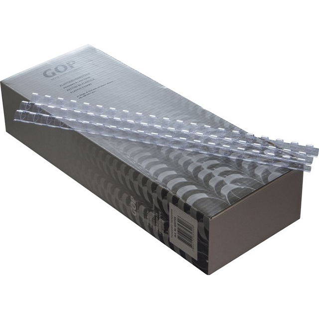 GOP Reliures en plastique A4 10 mm transparent 21 trous rond  1 box à 100 pcs