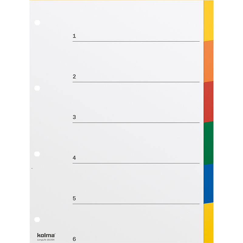 Index A4 strong blank 6 parts multicoloured