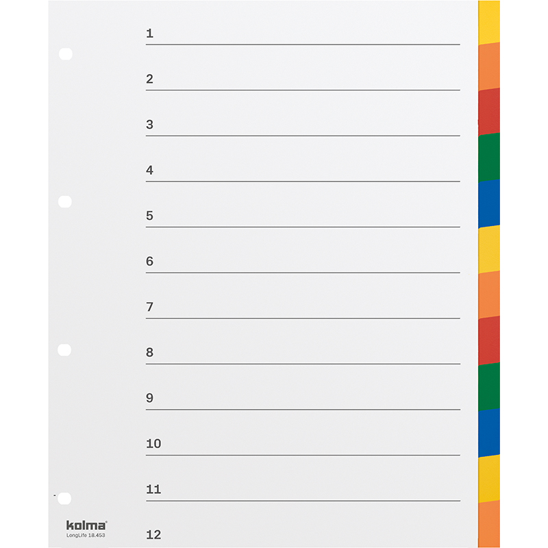 Répertoire A4 XL strong en blanc 12-compartiments multicolore